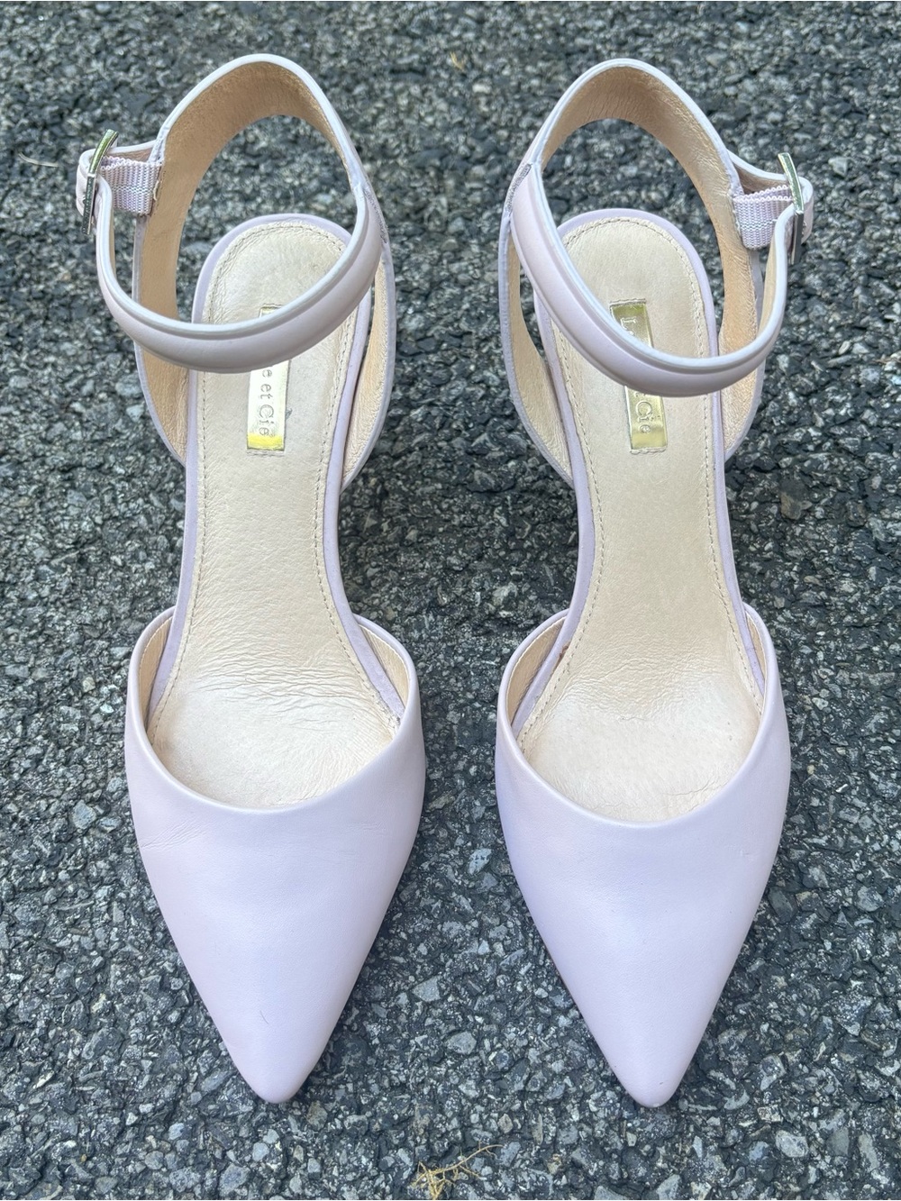Louise et Cie Kota Ankle Strap Pointed-Toe Leather Pump Pale Lavender Size 8